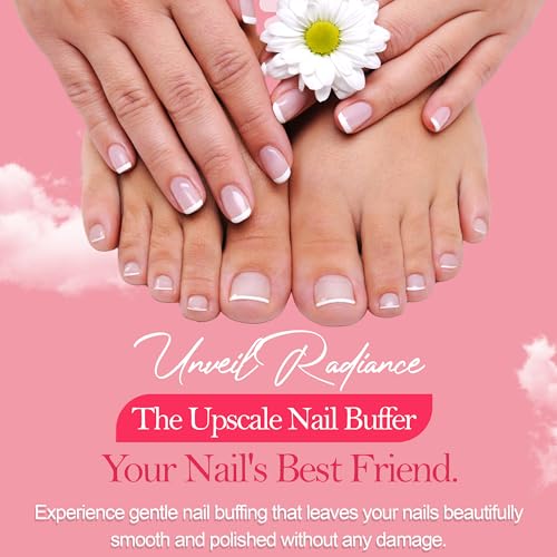 Upscale Nail Buffer, Filer and Polisher( 3 in 1), Electric Manicure Pedicure Tool to easily file and shine Fingernails and Toenails - White