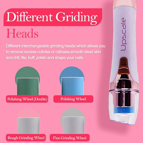 Upscale Nail Buffer, Filer and Polisher( 3 in 1), Electric Manicure Pedicure Tool to easily file and shine Fingernails and Toenails - White