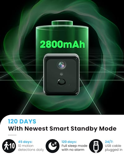 LuminiCam Wireless Indoor Camera Security Camera, 2K HD Wi-Fi Small Camera for Home,Phone APP,AI Motion Detection, Auto-Night Vision,120-Day Standby Battery Life, Cloud &SD Storage,Nanny Camera
