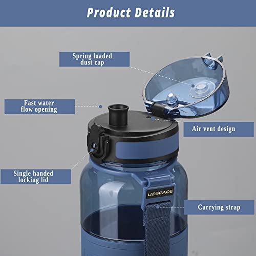 Drinking Water Bottle | Water Bottle for Men, Women & Kids | Leakproof BPA Free Yoga & Gym Running Water Bottle with One-Click Lock | Anti-Fall Tritan Sports Water Bottle (1000-ml, Calitoria Blue)
