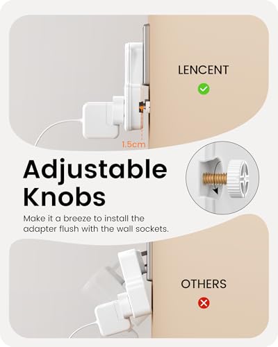 LENCENT Multi Plug Extension Socket with USB, 3 Way Electrical Outlet Extender with 2 USB, Wall Charger, Universal Plug Adapter, Charging Station for Home, Office, Kitchen, Individually Switched