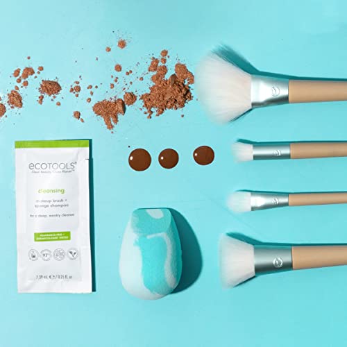 Ecotools Limited Edition Ready, Set, Glow Makeup Accessory & Cleansing Set - 6 Piece Blue Makeup Tool Gift for Wife, Daughter, or Girlfriend