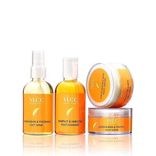 VLCC Pedi Glow Foot Care Kit - 100g + 200ml | Keeps Your Feet Clear, Soft, and Smooth | A Combo of Foot Cream, Foot Scrub, Foot Cleanser, and Foot Spray.