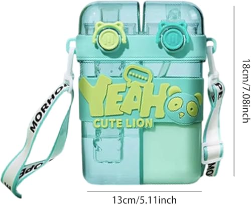 Water Bottle, 26oz Cute Water Bottle with Straw, Double Drinking Design, Leakproof, Multiple Locking, 3D-Cartoon Pattern, Portable Water Bootle for Travel, Picnic, Sport(Pink)
