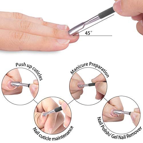 Ejiubas Cuticle Trimmer With Pusher - Professional Stainless Steel Remover, Nipper, Cutter, Clipper - Durable Pedicure Manicure Tools for Fingernails and Toenails - Gray