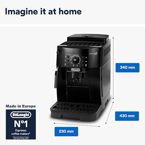 DE'LONGHI Coffee Machine MAGNIFICA S Fully Automatic Bean to Cup Coffee Machine, 5+ Functions, Ideal for Espresso, Americano, Cappuccino, Latte, Macchiato & Many More Coffee Recipes ECAM12.121.B
