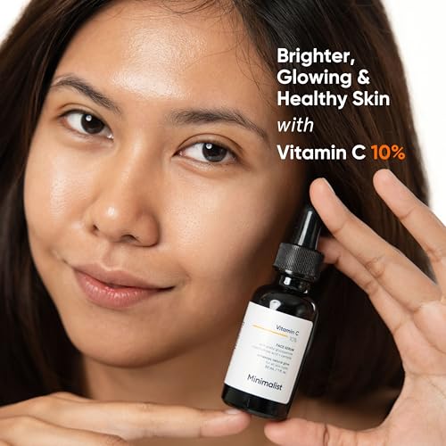 Minimalist 10% Vitamin C Face Serum for Skin Brightening | Highly Stable & Effective Face Serum with pure Ethyl Ascorbic Acid & Acetyl Glucosamine for Glowing Skin | 30ml