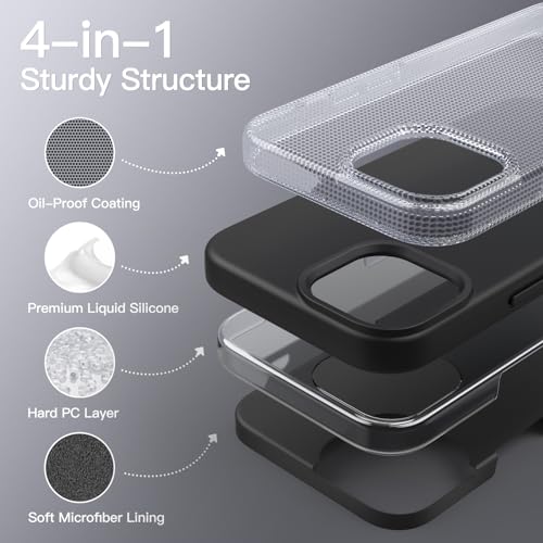 JETech Silicone Case for iPhone 13 6.1-Inch, Silky-Soft Touch Full-Body Protective Phone Case, Shockproof Cover with Microfiber Lining (Black)