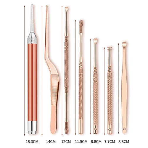 AUEMNUR Earpick LED Ear Wax Pickers Stainless Steel Earpick Wax Remover Curette Ear Pick Cleaner Ear Cleaner Spoon Care Ear Clean Tool