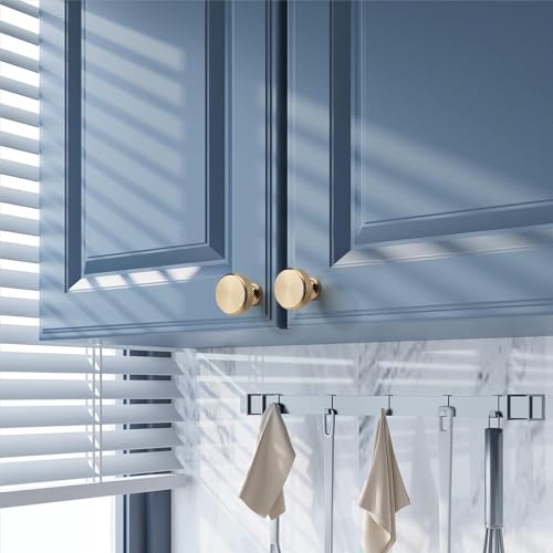 6 Pack Gold Cabinet Knobs: Vintage Cabinet Ring Pulls Dresser Handles Furniture Hardware for Kitchen Cupboard Drawers Closet Door - Easy to Install (Style1)