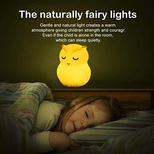 Glinrui Large Owl Night Lights for Kids LED Nursery Lamp Children's Room Moon Bedside Lamp, Changeable Brightness & Color Child Table Night-Light, Lighting for Travel and Camping Child Gift - Large