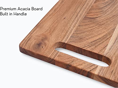 Vesta Homes Wooden Cutting/Chopping/Serving Board, Platter for Vegetables, Cheese and Charcuterie | Acacia Wood | 33 x 21.5 x 1.5 cm | Handcrafted in India
