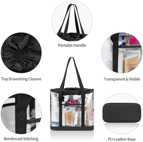 onemoky Travel Toiletry Bag, Clear Makeup Bag for Women, TSA Approved Toiletry Bag, Waterproof Clear Bag Cosmetic Pouch, Transparent Makeup Organizer, Carry on Airport Airline Compliant, Beige