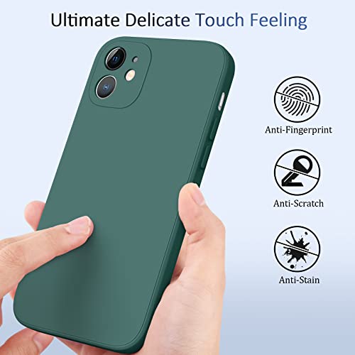 VANCLE Soft Silicone Cases for iPhone 11,[Military Grade Drop Protection] [Anti-Scratch Microfiber Lining] Shockproof Protective Phone Case Slim Thin Cover 6.1 inch (Black+Dark Green)