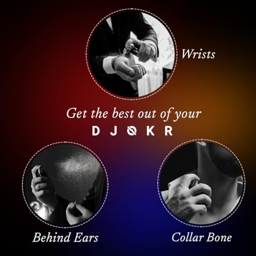 DJOKR Perfume Gift Set for Men Pack of 4x20 ML | Eau De Parfum | Premium Luxury Long Lasting Fragrance Spray | Signature, On The Rocks, Oud Wood, Marine (4x20 ml)