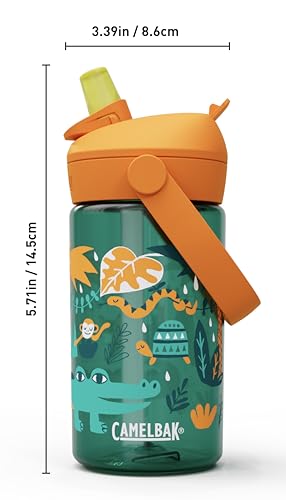 CamelBak Thrive Flip Straw Kids 14oz Water Bottle with Tritan Renew – Easy Carry - Straw Top, Jungle Animals