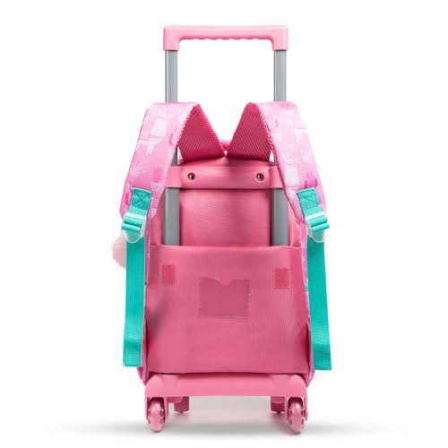 Eazy Kids 16Inch Set of 3 Trolley School Bag with Lunch Bag and Pencil Case Lama - Pink