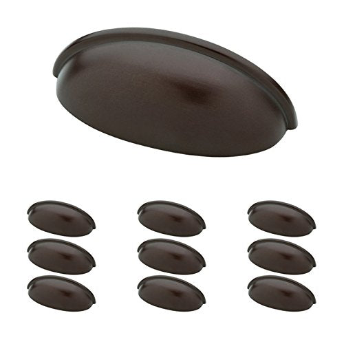 Franklin Brass Brushed Nickel Bin Cup Pull, Cabinet Handles And Drawer Pulls For Kitchen Cabinets Dresser Drawers, 3 Inch (76mm), 10-Pack, P34702K-Sn-B, Hardware