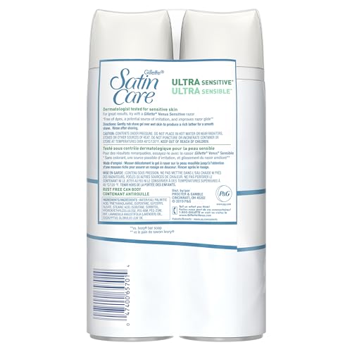 Gillette Venus Satin Care Women's Shave Gel, Ultra Sensitive, 7 Ounce, Pack of 2