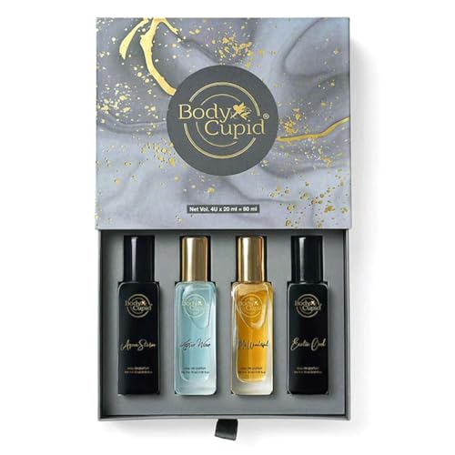 Body Cupid Luxury Perfume Gift Set for Men 4X20 ML | Long Lasting Premium Fragrances | Aqua Wave | Exotic Oud | Mr Wonderful | Aqua Storm | 80 ML