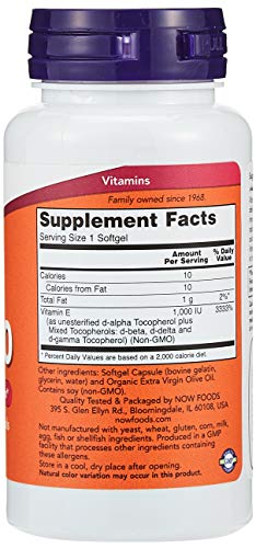 Now Foods Vitamin E-1000 Iu, 50 Softgels