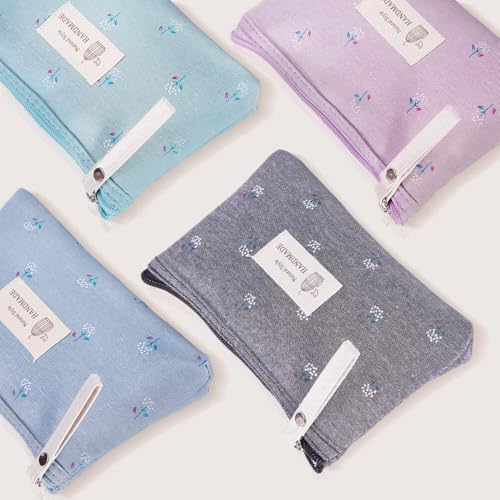 BIGTHREE Make Up Bag, 4 Pcs Canvas Portable Makeup Bag, Multi-Functional Small Cosmetic Bag, Handbag Pouch Toiletry Organizer Storage Beauty Makeup Travel Accessory for Women Girls Vacation Travel