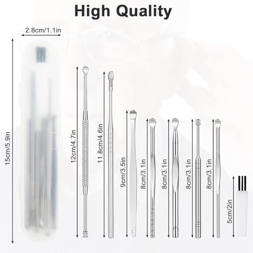 Sunomy Ear Wax Removal Kit, Ear Cleansing, Cleaning Brush and Storage Box, One-Piece Ear Picker Design for Adults and Kids (8 Pcs, white brush)