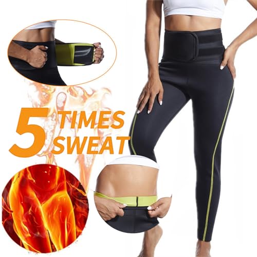 Women's high waist sauna leggings, slimming sportswear, stretch body shaping pants,Black,Small