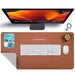 Abarcy Dual-Sided Leather Mouse Pad - 2XL Waterproof Desk Mat, 80x40 cm, Non-Slip, Stitched Edges, Multi-Use, Gaming & Office Mousepad - Brown & Grey, Portable, Ergonomic Design for Smooth Movement