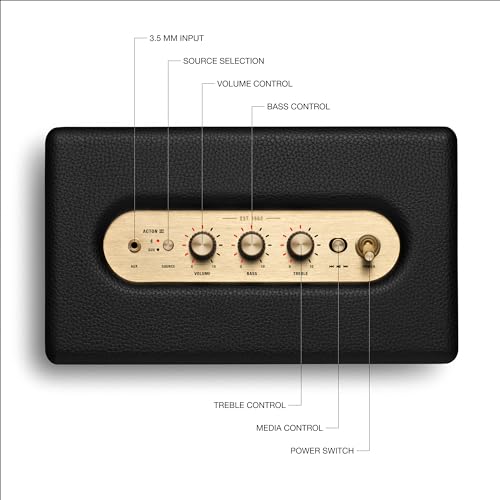 Marshall Acton III 60W Premium Home Wireless Speaker with Bluetooth 5.2 and Multiple Inputs - Enjoy signature Marshall sound | Black