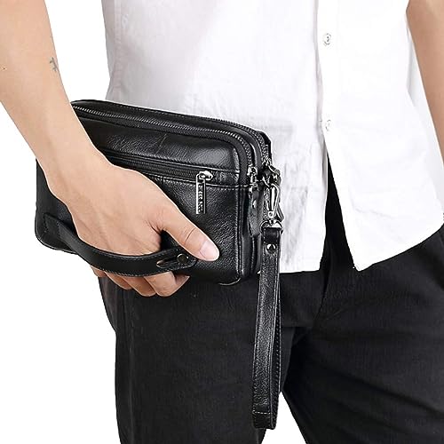 Leather Clutch Purse Wallet Men Wrist Bag