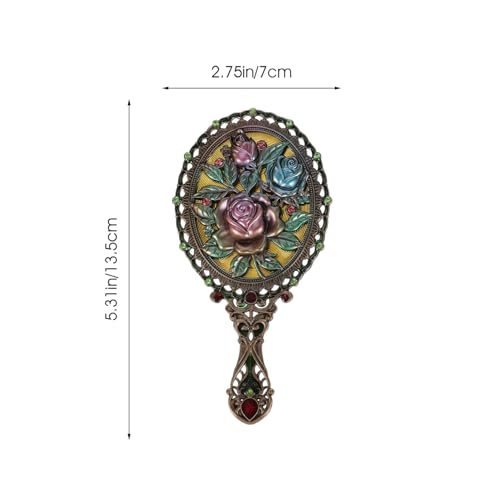 Antique Handheld Mirror and Hair Brush Set, Elegant Travel Makeup Tools for Women and Girls, Vintage Beauty Accessories