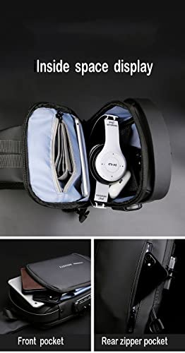 ZYING Anti theft Crossbody Sling Bag, 9.7 iPad, Black, 13 in x 7.1 in x 3.5 in