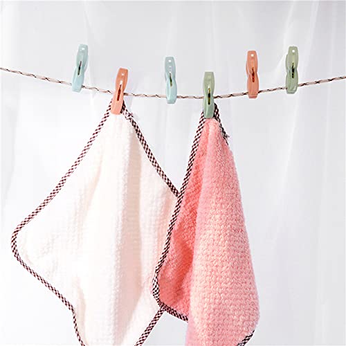 CHAYA 30Pcs Clothes Pegs with Plastic Basket, Multi-Purpose Resistant Laundry Clothes Pin Clips with Sturdy Springs for Outdoor Clothesline Food Bag(Random Color)