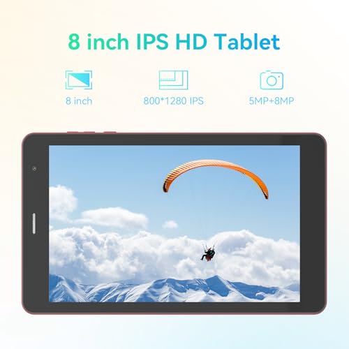 C idea 8 inch Tablet, Android 13.0 Tablet with SIM Card Slot and Wifi 8GB RAM,512GB ROM Storage Dual 5MP Camera HD IPS Display,CM828 (Red)