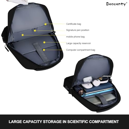Beauenty Computer Backpack,Travel Backpack Bookbag with Usb Charging Port,Business Anti Theft Slim Durable Laptops Backpack,Water Resistant College School Computer Bag,Fits Notebook