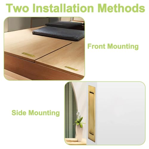 UFURMATE Flush Mount Door Pull, 2PCS 304 Stainless Steel Pocket Door Handle Brushed Flush Mount Hardware Edge Pull for Closet (Brushed Gold)