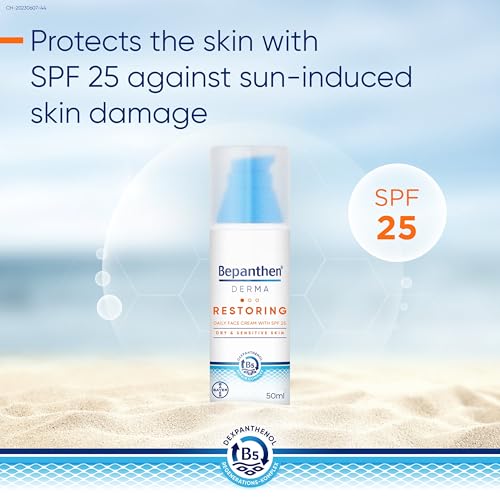 Bepanthen Derma Restoring Daily Moisturizer Face Cream with SPF 25, 50 ml, Moisturizer Face Care, for Sensitive and Dry Skin