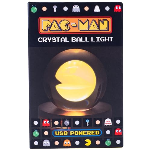 Fizz Creations PAC-Man Crystal Ball Light. Retro Gaming Desk Lamp. USB Powered. Classic Arcade Gaming Gift Mood Lamp.