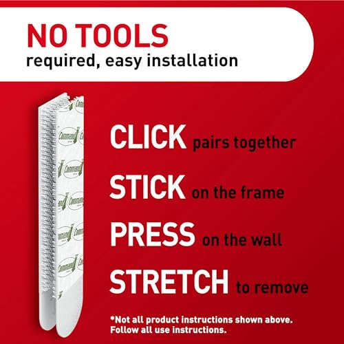Command Large Picture Hanging Strips, White, Holds Up To 16 Lbs, 14-Pairs, Easy To Open Packaging