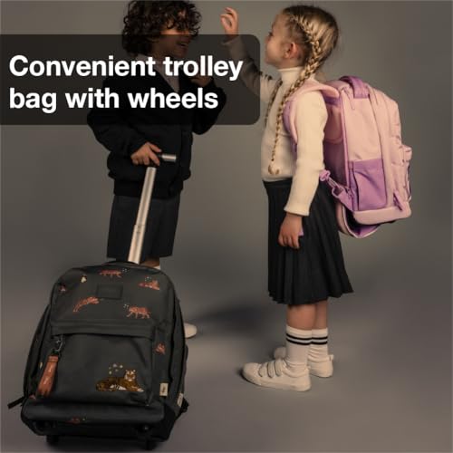 Kids School Foldable Trolley Bag for Girls 5-8 Years, Multipurpose Rolling Backpack, Spacious, 2 Wheels Extendable Handle, Excellent for Short Trip Carry-on