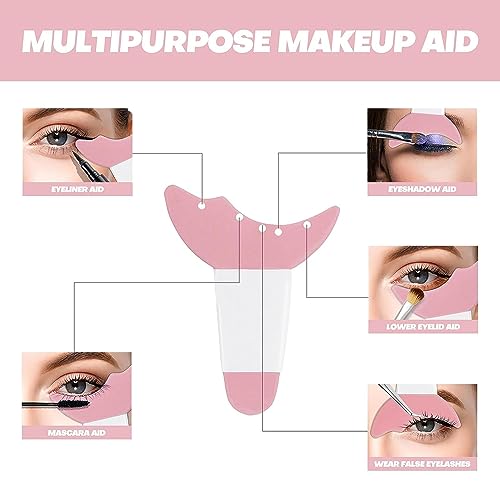 VELEGO Mascara Shield Applicator Guard Pads + Eyeliner Stencils Makeup Aid Tool, 3 in 1 Eyelash, Eyeshadow, Eyeliner Applicator Guide Tool for Makeup, Easy to Use, Suitable for Beginners