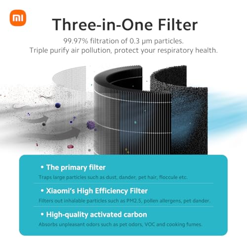 Xiaomi Smart Air Purifier 4 Lite App/Voice Control,Suitable For Large Room Smart Air Cleaner Global Version, 360 M3/H Pm Cadr, Oled Touch Screen Display - Mi Home App Works With Alexa - White