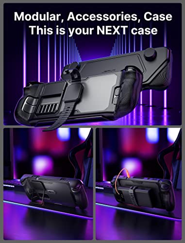 JSAUX Mod Case for Steam Deck, PC0104 Modular Steam Deck Case with Detachable Front Shell, Include Protective Case, Face Cover, Metal Bracket and Strap Compatible with Steam Deck OLED -Basic Set