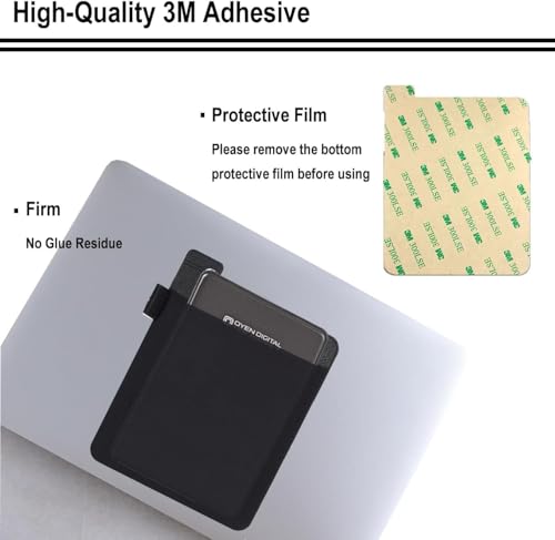 Odluzy Portable External Hard Drive Carrying Case, Sleeve Storage for Laptop, Reusable Adhesive Stick on Holder for Computer Accessories, Wireless Mouse/Earphones/USB Cable, Travel Pocket Pouch