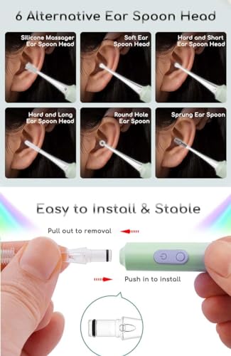 Tazweeq Ear Wax Removal Kit with 1 LED Lights, 9 Pcs Earwax Cleaner Tool with Magnifying Glass for Kids and Adults, Built-in USB Ear Wax Removal Tool with Storage Box
