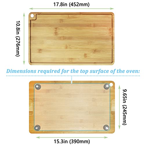 Ansoon Bamboo Wood Cutting Boards for Mini Smart Toaster Oven Air, Compatible with Breville 860 BSS/845BSS Countertop Oven, 1.2inch Heat Resistant Silicone Feet, Creates Storage Space