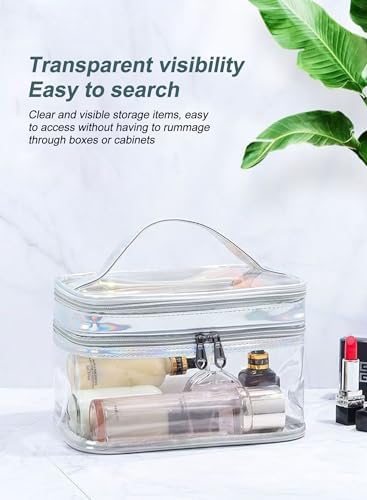 URbazaar Cosmetic bag, Double Layer Travel Makeup Bags For Women, Waterproof Portable Cosmetic Cases Make up Organizer for Makeup, Cosmetics Tools, Shampoo, Toiletries