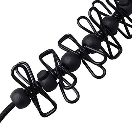 MAKINGTEC Clothesline Portable Elastic Windproof Cloth Line with 12pcs Clips for Indoor & Outdoor Laundry Drying Clothesline Portable Elastic Windproof Cloth Line