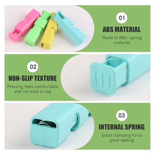 12pcs Food Bags Squeeze Clips, Push-To-Slip Non-Slip Food Bag Clips, Reusableeasy to Squeeze and Lock Spring Seal Bag Clips for Food Storage Suitable for Dried Fruit Food Sandwich Bread Storage
